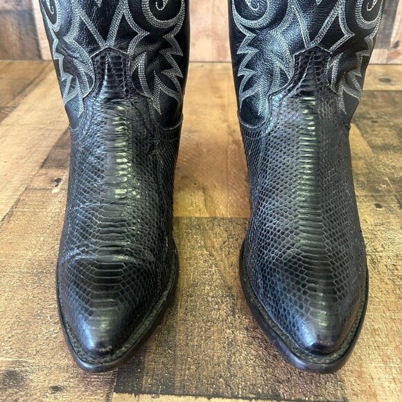 Dan Post Snakeskin Classic Black Western Cowboy Boots Mens 9 D - Picture 6 of 12